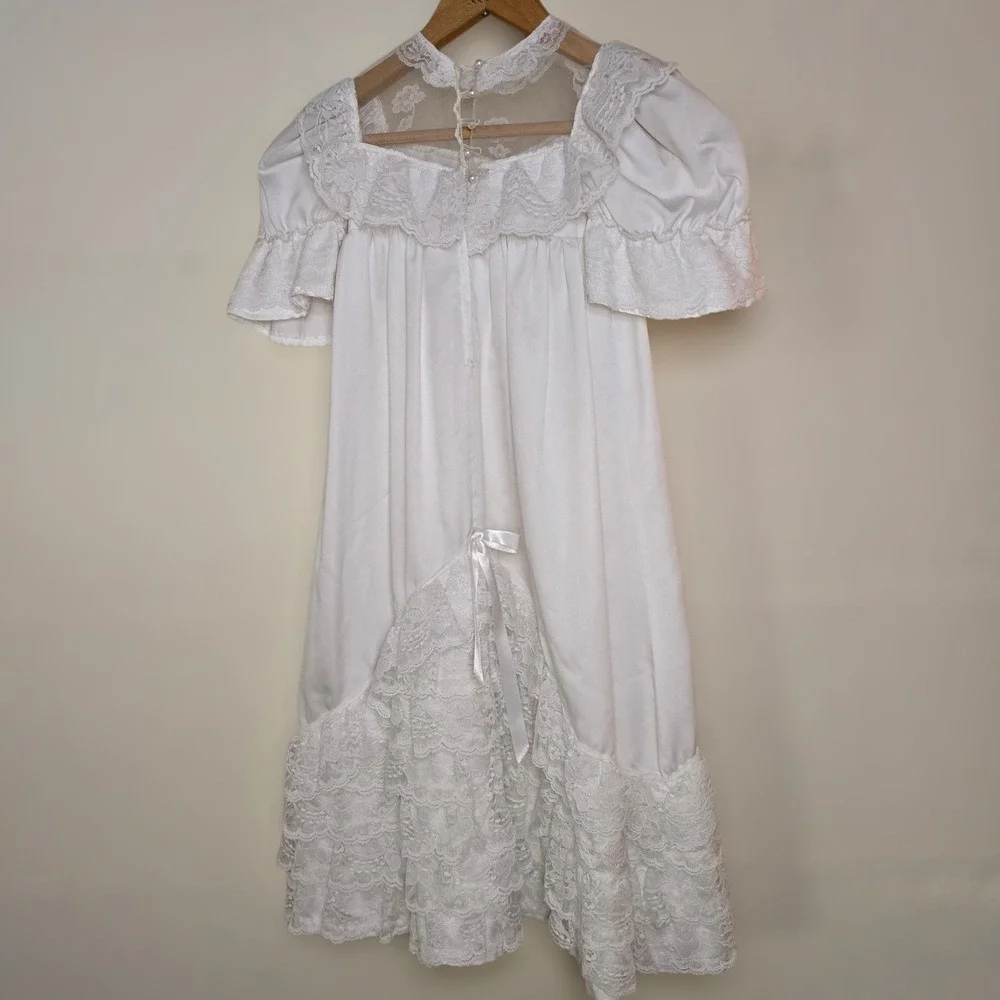 Vintage White Silk‎ Lace Gown 2-4 years Victorian or Edwardian prairie style